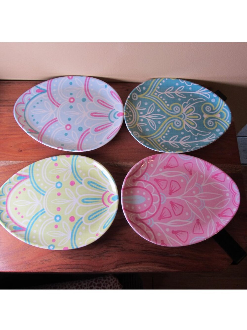 cynthia rowley spring easter egg plate melamine - set of 4 (W6457)